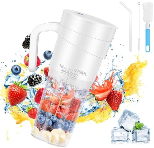 Portable Blender for Shakes and Smoothies: Travel Blender,16 Oz Mini Blender with 6 Blades,USB Rechargeable,for Making Fresh Juice, Convenient for Travel and Sports by WelcometoPaddsun