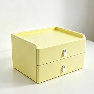 Yellow Tea Bag Organizer with Drawer - tea bag box and storage for countertop - coffee and tea station organizer with 8 Compartments and 1 Undivided Drawer