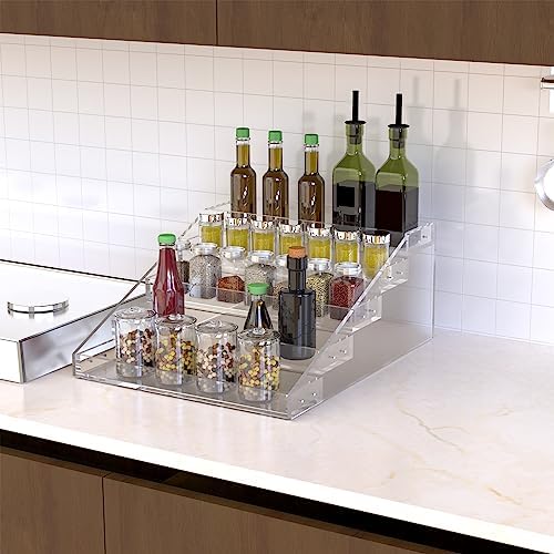 Wide Clear Acrylic Spice Rack for Countertops- 5 Tier