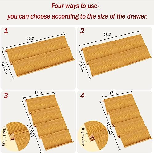 Spice Drawer Organizer Set, Bamboo Spice Rack Tray Kit with 24 Spice Jars, 275 Labels, Funnel & Brush, 4 Tier Spice Tray Seasoning Organiser for Kitchen Drawers, Countertop Cabinet, 13"×21.45"