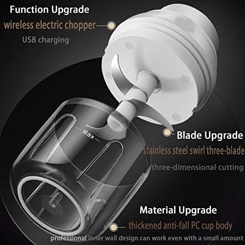 Electric Mini Food Chopper,250ML Portable Garlic Chopper with USB Charging Function, Mini Food Slicer for Onion Vegetables Chili Ginger Meat Nuts Fruits Salad (White) - Image 4