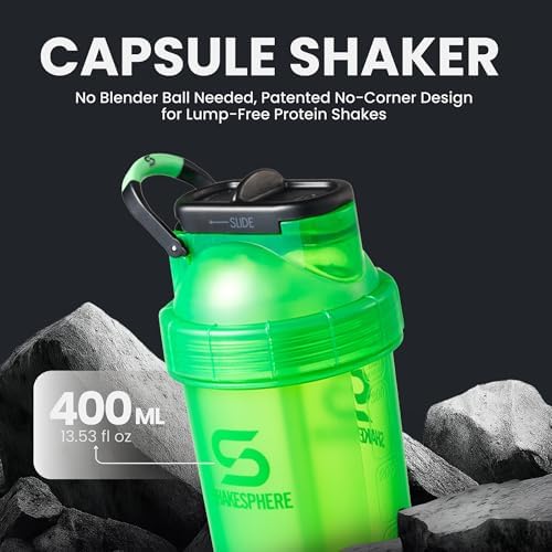 SHAKESPHERE Protein Shaker Bottle with Straw 13.5oz BPA-Free Tritan, Green - Image 2