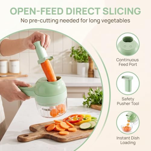 4 in 1 Electric Vegetable Chopper, Mini Handheld Food Processor with Multi Blade Cutter, Fast Onion Garlic Chopper for Daily Meal Prep, Small Kitchen Gadget for Easy Cooking (White) - Image 5