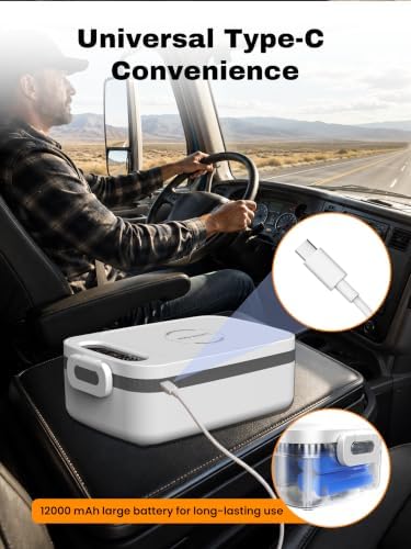 Cordless Electric Lunch Box, 1000ml Removable Portable Food Warmer-12000mAh