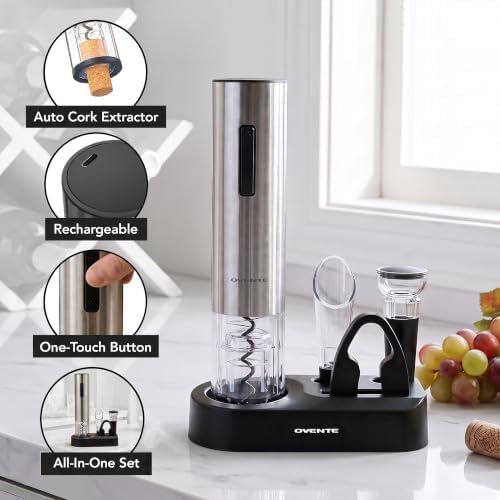Rechargeable Electric Wine Opener Set, Silver, WBR446S