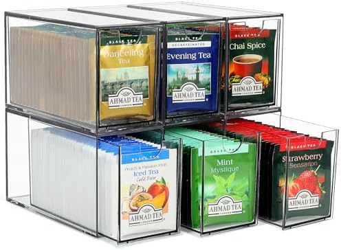 Acrylic 6 Pack Tea Bag Organizer and Storage