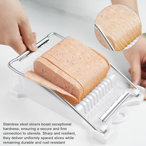 Spam Cutter Luncheon Meat Slicer,Egg Slicer Cutter for Hard Boiled Eggs,10/14 Slices Stainless Steel Wires (white, 10 Slices Wires) - Image 6