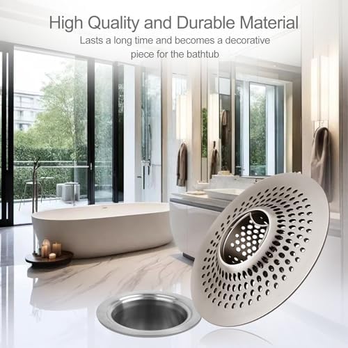 Shower Drain Hair Catcher/Bathroom Drain Cover/Bathtub Drain Strainer/Shower Stall Drain Protector(Brushed Nickel)