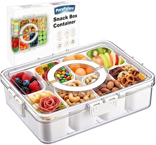 8-Compartment Snackle Box with Handle | Divided Snack Tray