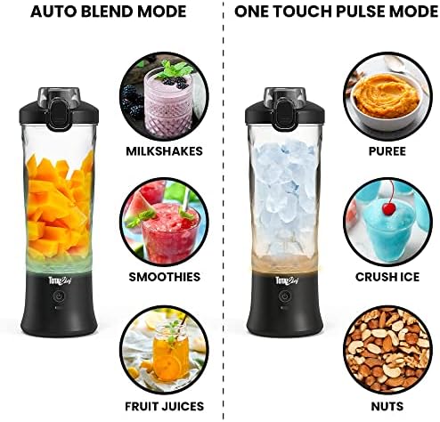 Total Chef Portable Blender - For Smoothies & Protein Shakes, USB Rechargeable Cordless Mini Travel Mixer, Personal Juicer, Ice Crusher, Blender Bottle for Home & Kitchen, 20oz, Black - Image 5