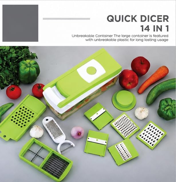 14-in-1 Vegetable Chopper Quick Dicer Cutter with Container - Image 3