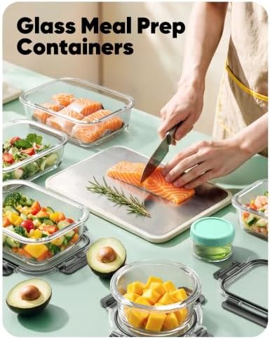 40 PCS Glass Food Storage Containers with Lids, BPA-Free