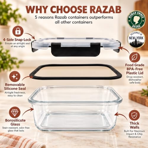 3 Pack (76/35 / 12.5) Oz Large Glass Storage Containers with Lids