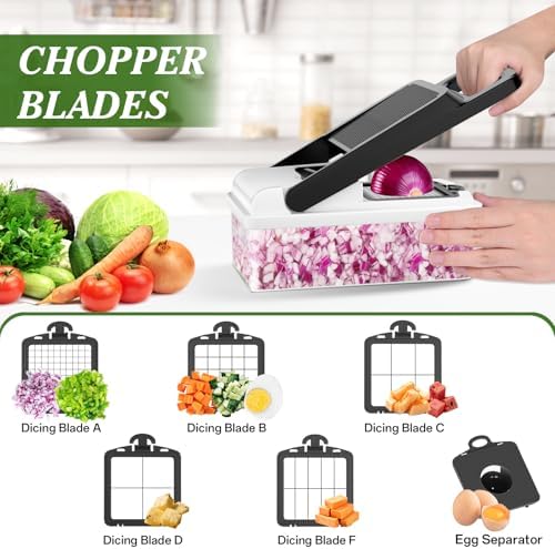 Veggie Chopper Vegetable Cutter, 15 in 1 Kitchen Gadget, White