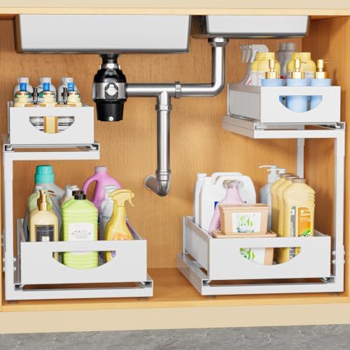 Under Sink Organizer for Kitchen and Bathroom Cabinets Pull Out Storage
