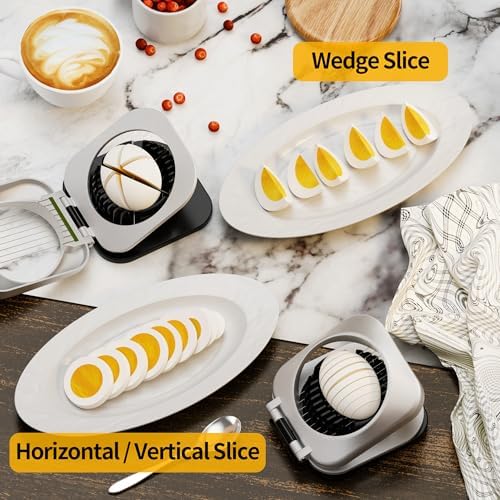 Multipurpose 3 in 1 Heavy Duty Egg Slicer, Stainless Steel Wire, Black Grey - Image 2