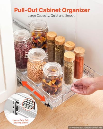 Pull Out Cabinet Organizer 12.2" W x 20.98" D Steel Slide Out Drawers