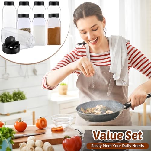 28 Pack 16 oz Black Plastic Spice Jars with Cap