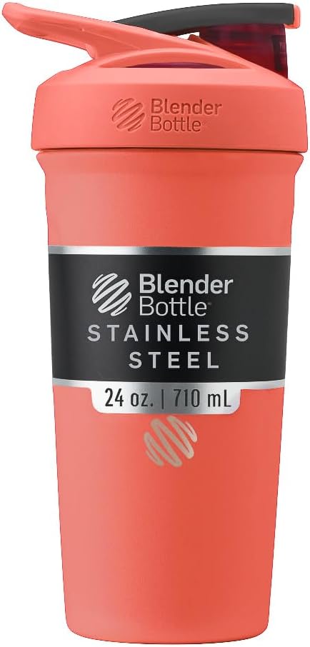 Sport Flip Stainless Steel Shaker Bottle 24 oz Coral