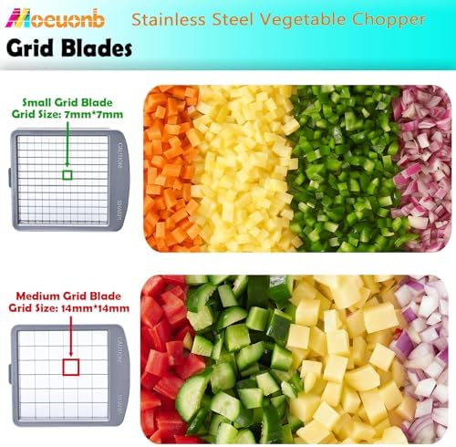 All-in-1 Vegetable Chopper with 8 Blades - Mandoline Slicer-Pro Food Chopper with Container - Veggie Salad Onion Chopper - Potato Dicer French Fry Cutter - Cheese Grater - Stainless Steel material