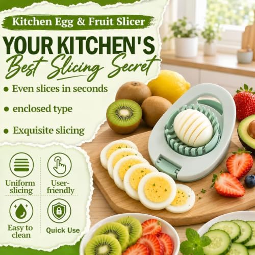 NOVANO Egg Slicer for Hard Boiled Eggs, Multi Function Stainless Steel Wire Egg Cutter, Egg Salad Maker, Fruit Slicer for Avocado, Strawberry, Kiwi Fruit - Image 2