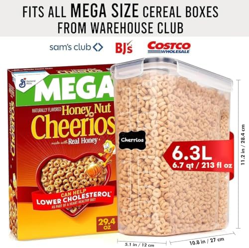 2 Pack (6.3L / 213OZ) EXTRA Large Airtight Food Storage Cereal Containers for Bulk Food Storage BPA-Free Plastic Container, Pantry Organization and Canister for Rice, Pasta, Sugar & Flour