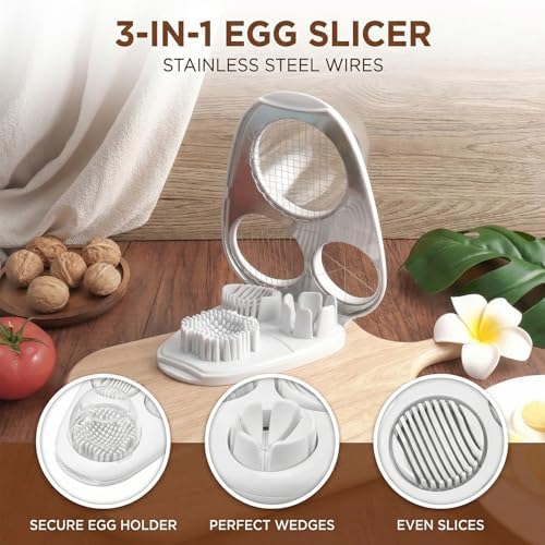 Gavigain Egg Slicer for Hard Boiled Eggs 3 Slice Modes Stainless Steel Dicer Heavy Duty Eggs Chopper Tool for Strawberry, Mushroom, Grape, Cherry Tomato - Image 2