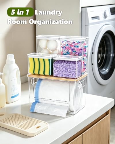 5 in 1 Trash Bag Holder Dispenser Dishwasher & Laundry Pods Container