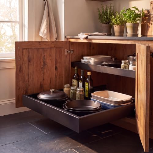 Expandable Pull Out Cabinet Organizer | 4-Way Adjustable Carbon Steel