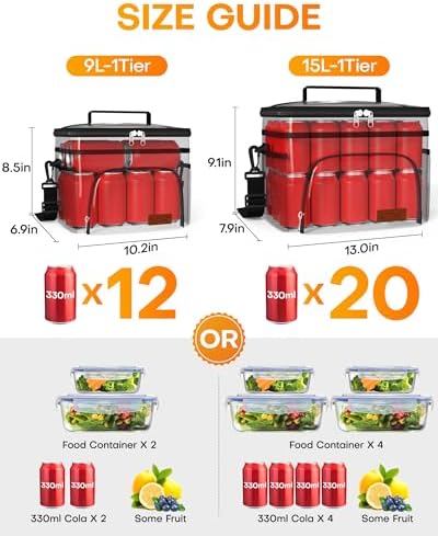 Insulated Lunch Box Men Women Leak-Proof Cooler Lunch Bag 15L