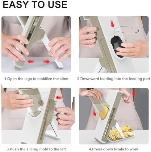 Mandoline Slicer Safe Multifunctional Dicer Adjustable Commercial Slicer Machine Stainless Steel Chopper (White Light Grey) - Image 4