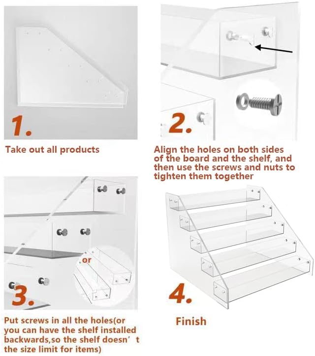 Wide Clear Acrylic Spice Rack for Countertops- 5 Tier