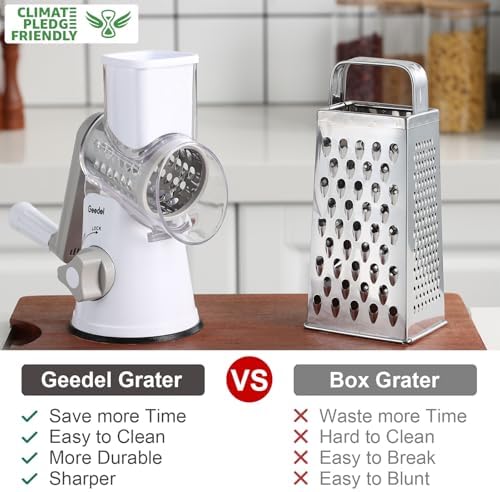 Geedel Rotary Cheese Grater Hand Crank, Cheese Shredder Vegetable Slicer - Image 6