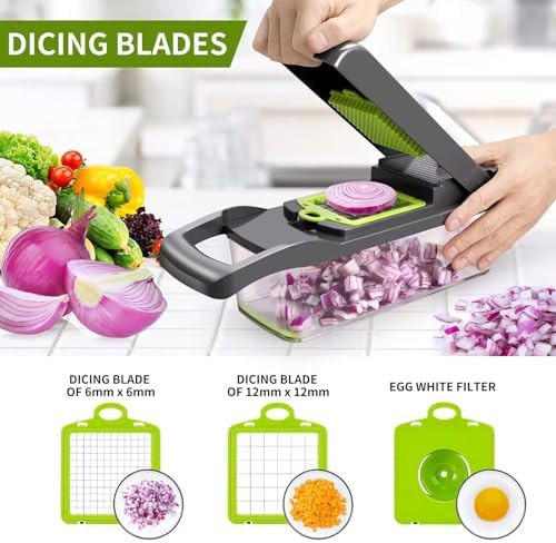 16-in-1 Vegetable Chopper & Slicer - Multifunctional Kitchen Food Cutter for Onion, Salad, Fruit with Adjustable Dicer and Storage Container - Image 4