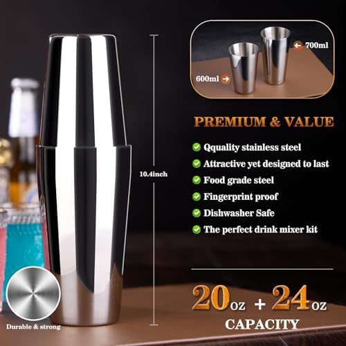 Cocktail Shaker Bartender Kit, 15 Pcs Bar Tool with Acrylic Stand