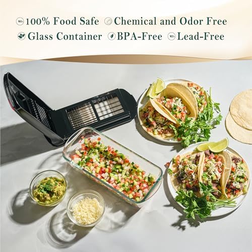 Le'raze 13-in-1 Vegetable Chopper Pro with Glass Container, Stainless Steel Blades, BPA-Free, Mandoline Slicer, Manual - Image 2