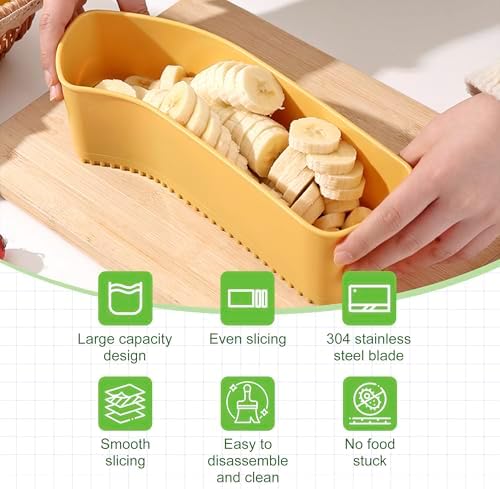Large Fruit Slicer - Banana, Strawberry, Egg Cutter for Kitchen Yellow