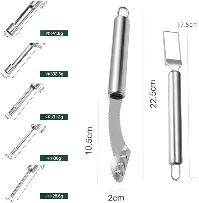 Fruit and Vegetable Corer Tool, Multi-Function Stainless Corer and Pitter Remover Set for Apple, Chili Kernel Remover Fruit Slicer for Kitchen