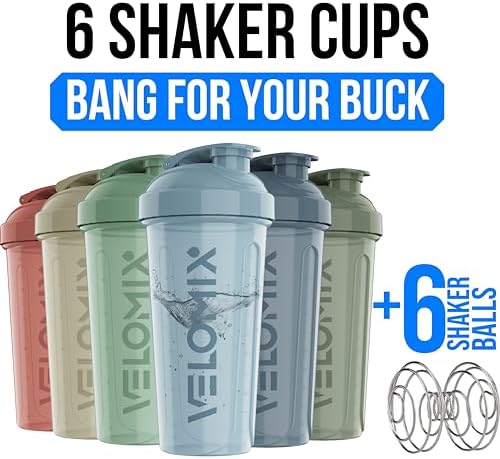 VELOMIX 6 Pack 28oz Protein Shaker Bottle for Protein Mixes, Muted Pastel - Image 2