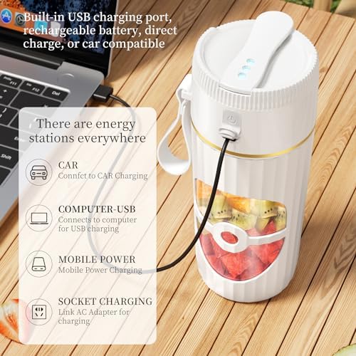 Glass Portable Blender for Smoothies and Shakes - USB-C Rechargeable, 15oz/450ml Mini Cordless Personal Smoothies Maker for Fruit Mixing, Ideal for Home, Travel, Beach, Office, and Sports Use (Black) - Image 2