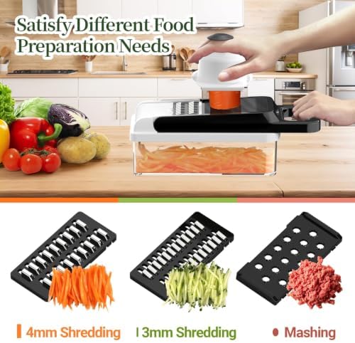 15-in-1 Vegetable Chopper 10 Blades, Veggie Cutter with Handle, Black/White - Image 6