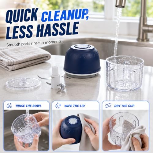 Electric Garlic Chopper, Mini Food Processor, Mix-2pc - Image 6