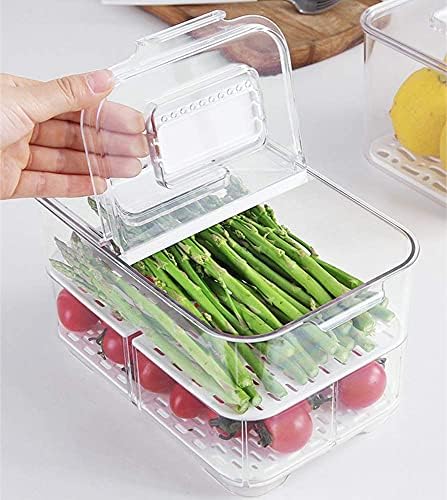 Vegetable Fruit Storage Containers, Produce Saver Containers Refrigerator Storage Containers Fresh Produce Saver with Lids and Vents,Stackable Salad Lettuce Keeper for Refrigerator