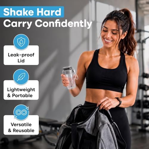 Travel-Friendly Small Shaker Bottle for Protein Shakes, Supplements: 2-Pack - Image 2