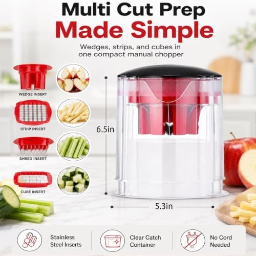 Multi-Functional Vegetable & Fruit Chopper, French Fry Cutter, Slicer & Corer,Professional Home Style Onion Chopper, Vegetable Dicer Manual with 420 Stainless Steel Blades (1Pc) - Image 6