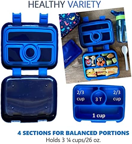 Kids Bento Lunch Box with Bag, Water Bottle & Ice Pack, Blue Dino