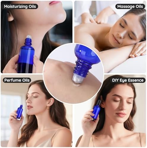 Segbeauty 1.69oz Glass Essential Oil Roller Bottles Refillable, 5Pack of Empty Rollerball Bottles for Oil, 50ml Blue Leakproof Perfume Oils Bottle with Dispensing Tools, Anointing Oils Bottle - Image 6