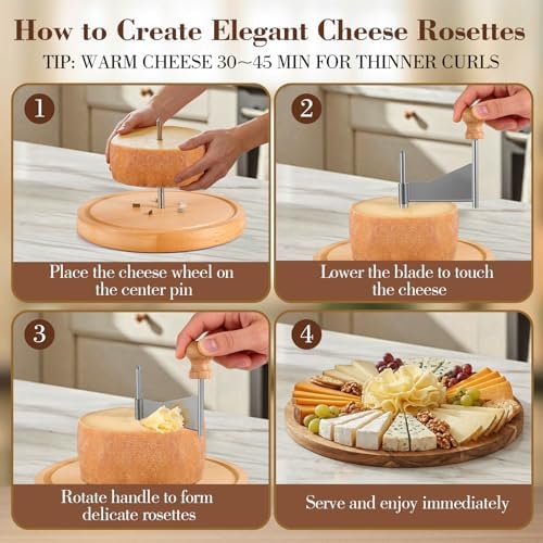 Cheese Curler Wheel with Wooden Base Stainless Steel Blade - Image 6