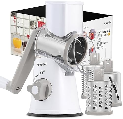 Geedel Rotary Cheese Grater Hand Crank, Cheese Shredder Vegetable Slicer by Geedel