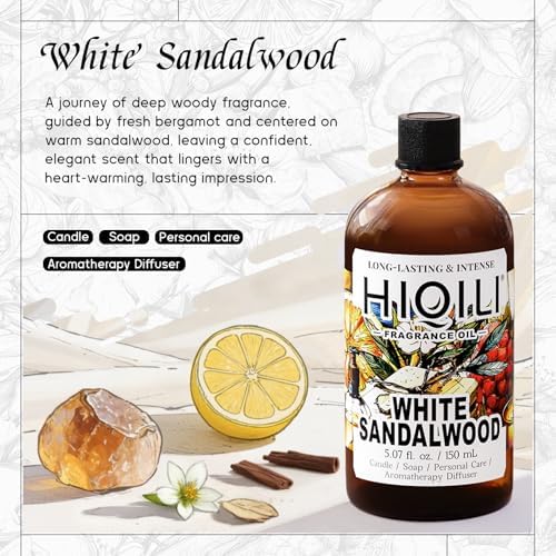 HIQILI White Sandalwood Fragrance Oil for Candle, Diffuser & Body - Image 2